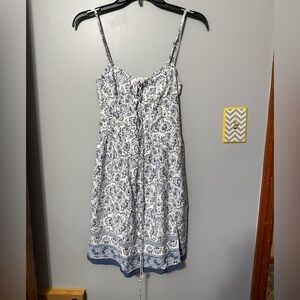 Hollister White and Navy Paisley Spaghetti-Strap Sundress
